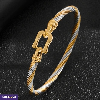 Stainless Steel Two Tone Twisted Bangle Buy Jewellery Online for specialGifts