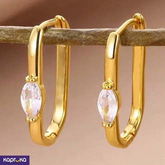 Gold Plated Stainless Steel Rec Cz Hoops Buy Jewellery Online for specialGifts