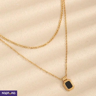 Stainless Steel Gold Plated Layered Necklace With Black Pendant Buy LimitedEdition Online for JEWELRY/WATCHES