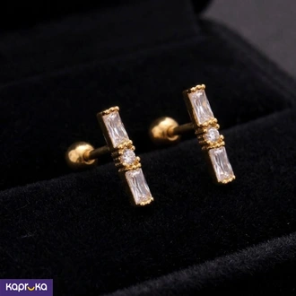Stainless Steel Gold Plated Aura Parallel Studs Buy LimitedEdition Online for JEWELRY/WATCHES