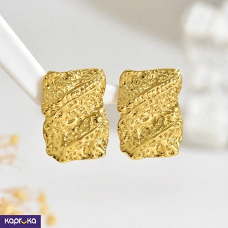 Chunky Gold Textured Earrings - Stainless Steel, Sri Lanka - Li  Online for none