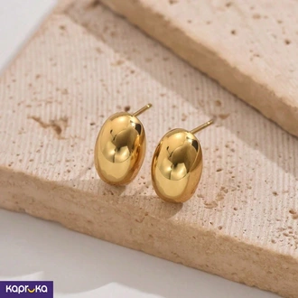 Stainless Steel Gold Plated Oval Earrings Buy LimitedEdition Online for JEWELRY/WATCHES