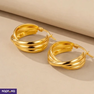 Gold Plated Twist Hoop Earrings - Stainless Steel Sri Lanka - L  Online for none