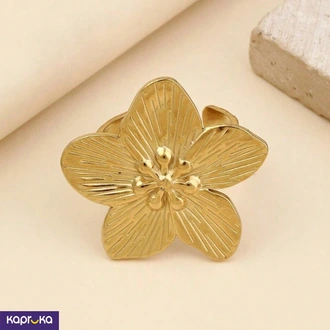 Stainless Steel Gold Plated Adjustable Flower Ring Buy Jewellery Online for specialGifts