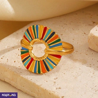 Stainless Steel Gold Plated Colourful Adjustable Ring Buy Jewellery Online for specialGifts