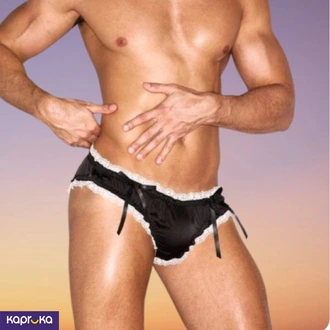 Mens Contrast Lace Bow Decor Sexy Briefs Black Size S Buy Intimate Essentials Online for specialGifts