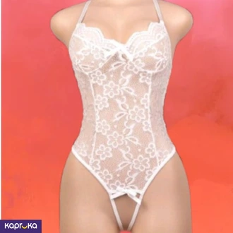 Luxury White Lace V Neck Sexy Lingerie With Open Crotch For Wome  Online for none