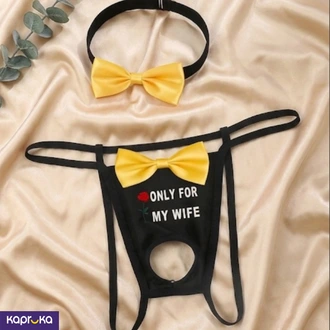 Mens Sexy Black And Yellow Hollow Bowknot G String With Collar Band Size L Buy Intimate Essentials Online for specialGifts