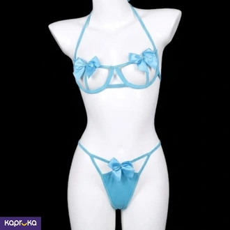 Baby Blue Bow Decor Cut Out Lingerie Set 2pc For Women Size M Buy Intimate Essentials Online for specialGifts