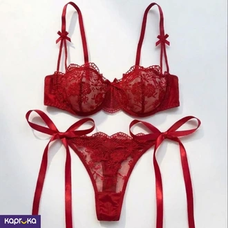 Seductive Burgundy Lace Embroidered Lingerie Set For Women 2pc S  Online for none