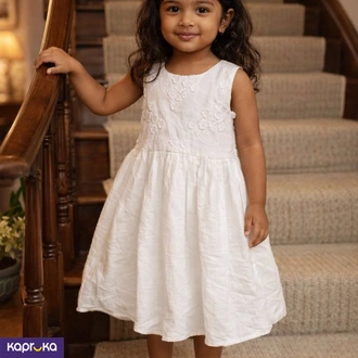 Plain White Dress With Flower Embroidery 3 to 4 years Buy Clothing and Fashion Online for specialGifts