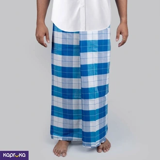 Blue N White Check Sarong  Online for none