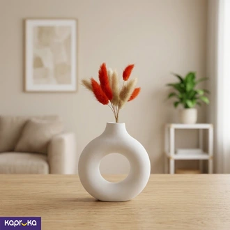 Nordic White Round Gift Vase With Dried Pampas Buy Household Gift Items Online for specialGifts