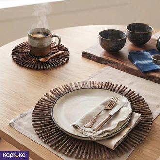 Palm Flower Natural Table Mat 10 Inch  Online for none