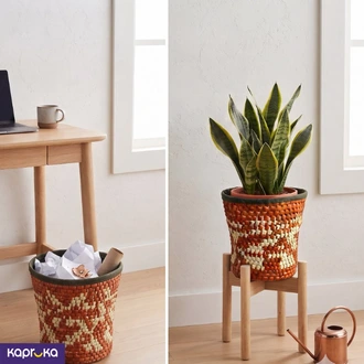 Palmyra Leaf Bin n Plant Pot Cover, Handwoven Sri Lanka  Online for none