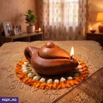 Traditional Clay Oil Lamp Mati Pahana with Lid - Sri Lanka  Online for none
