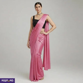 Onion Pink Plain Diamond Satin Silk Saree  Online for none