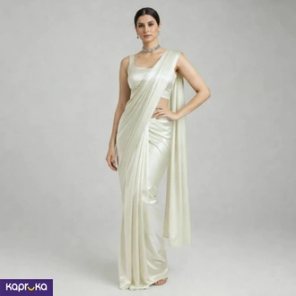 Off White Diamond Satin Silk Saree Buy Clothing and Fashion Online for specialGifts