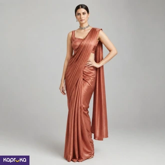 Rust Copper Diamond Satin Silk Saree Buy Clothing and Fashion Online for specialGifts