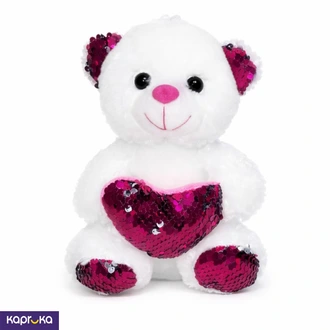 White Teddy Bear Plush With Sparkling Heart 22cm Soft Cuddly Gift For Loved Ones Buy Soft and Push Toys Online for specialGifts