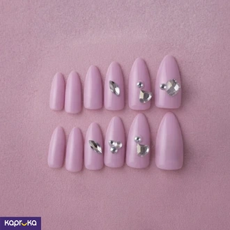 Lavender Almond Press On Nails w/ Rhinestones, 12pcs Sri Lanka  Online for none
