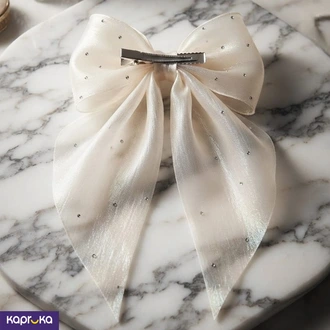 Ivory Sparkle Hair Bow Barrette 30cm Bow Hair Clip With Long Tai  Online for none