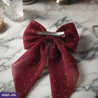 Wine Red Hair Bow Barrette 30cm Bow Hair Clip Elegant Long Tail  Online for none