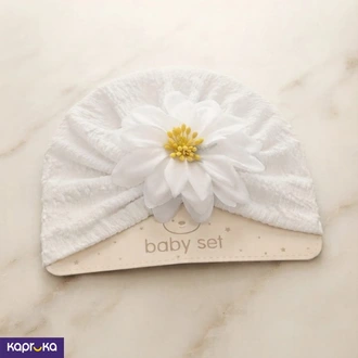Baby Girl White Crinkled Turban Hat With Large Daisy Flower Buy Fashion | Handbags | Shoes | Wallets and More at Kapruka Online for specialGifts