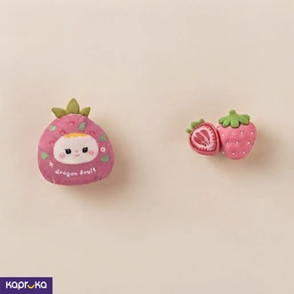 Cute Fruit Hair Clips for Kids - Dragon Fruit n Strawberry Set  Online for none