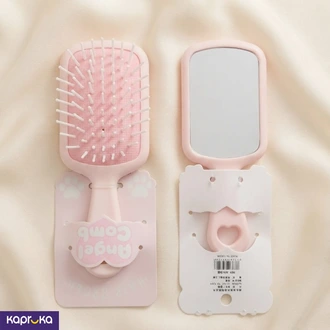 Mini Travel Hair Brush With Mirror - 2-in-1 Pink Comb  Online for none