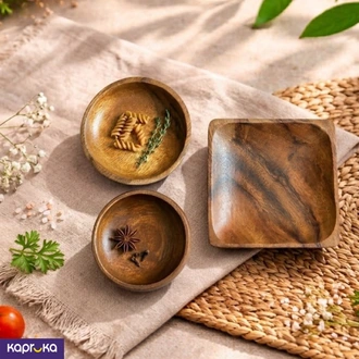Handcrafted Acacia Wood Tableware Set 3pcs Buy Shop with me Online for HOUSEHOLD