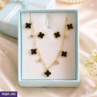 Black Clover Necklace And Earrings Set For Women Elegant Four Leaf Pendant Jewelry Set Trendy Fashio Buy Jewellery Online for specialGifts