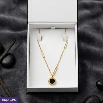 Roman Numeral Round Charm Necklace With Black Enamel Adjustable Chain Minimalist Jewelry Buy Jewellery Online for specialGifts