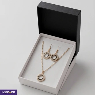 Elegant Pendant Necklace And Matching Earrings With Black Enamel And Pave Crystals Buy Jewellery Online for specialGifts