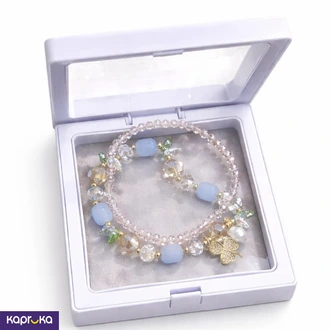 Handcrafted Charm Bracelet Set Elegant Three Leaf Clover And Pearl Accents In Pastel Tones Buy Jewellery Online for specialGifts