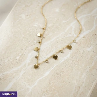 Charm Necklace Gold Tone Color Heart And Faux Crystal Pendant Ne  Online for none