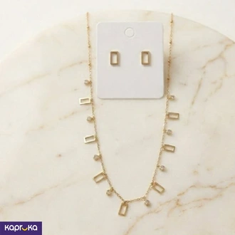 Womens Fashion Jewelry Set Gold Tone Geometric Necklace And Stud  Online for none