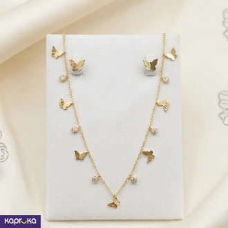 Womens Fashion Jewelry Set  Gold Tone Colour Butterfly Necklace And Stud Earrings Buy Jewellery Online for specialGifts
