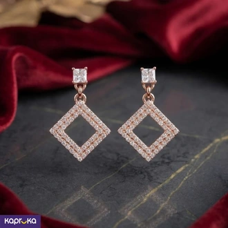 Square Drop Earrings For Women Rosegold Colour Tone Geometric Da  Online for none