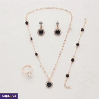 4 Piece Gold And Black Fashion Jewelry Set - Shop with me - Wom  Online for none