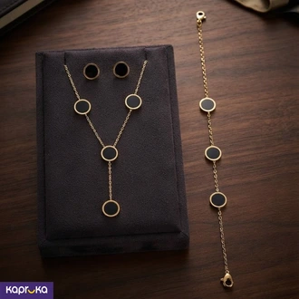 Fancy Gold Colour Tone Jewelry Set For Women Y Necklace Station Bracelet And Stud Earrings Buy Jewellery Online for specialGifts