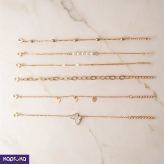 Gold Colour Tone 6 Piece Layered Anklet Set For Women Buy Jewellery Online for specialGifts