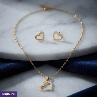 Gold Heart Necklace n Earrings Set for Women - Sri Lanka - Shop  Online for none