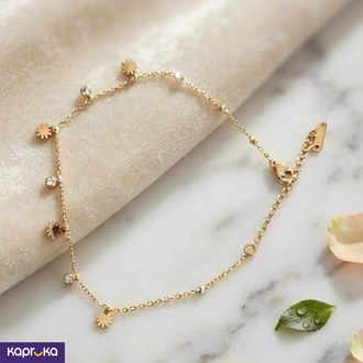 Gold Colour Tone Star Charm Anklet  With Faux Crystal Accents Buy Jewellery Online for specialGifts