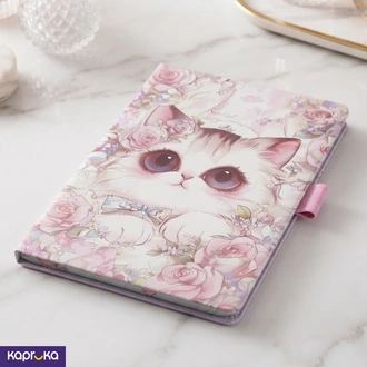Cute Cat Floral Lined Journal Notebook 20cm X 13cm Hardcover Diary With Elastic Pen Holder Buy childrens Online for specialGifts