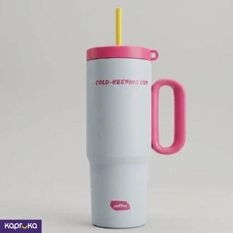 750ml Insulated Tumbler With Handle And Straw White Andpink  Online for none
