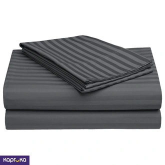 Egyptian Cotton Strips King Size Dark Gray Colour Bedsheet With  Online for none