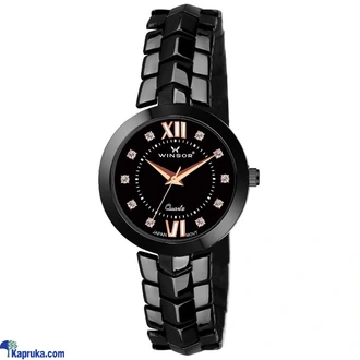 WINSOR FLR06 BLACK STAINLESS STEEL LADIES WATCH WITH 1 YEAR WARR  Online for none