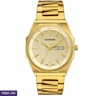 Gents Gold Watch With Day Date Japan Movt Winsor 7002ddst Buy Jewellery Online for specialGifts