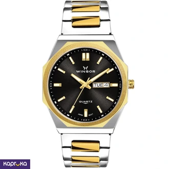 Gents Two Tone Gold And Silver Winsor Watch Black Dial With Day And Date 7002ddst Buy Jewellery Online for specialGifts